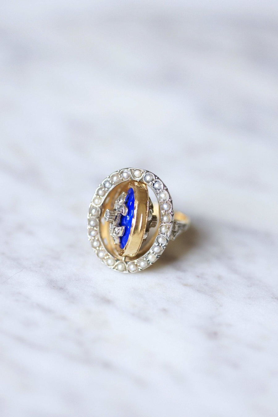 アンティークゴールド＆シルバーダイヤモンドリング - Galerie Pénélope