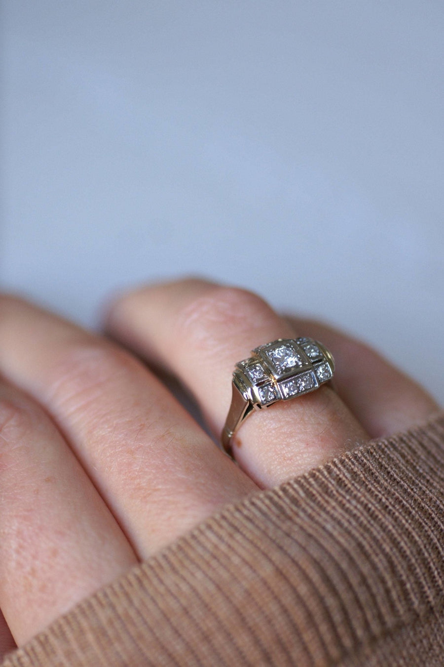 アールデコ調のプラチナとダイヤモンドのリング - Penelope Gallery