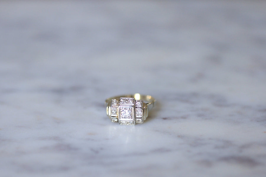 アールデコ調のプラチナとダイヤモンドのリング - Penelope Gallery