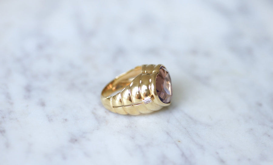 ハートシェイプのアメシストとダイヤモンドのリング - Galerie Pénélope