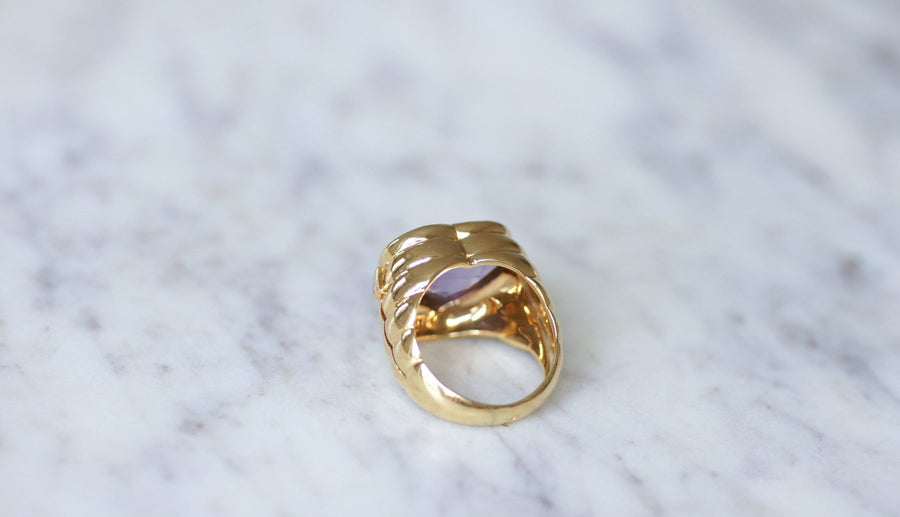 ハートシェイプのアメシストとダイヤモンドのリング - Galerie Pénélope