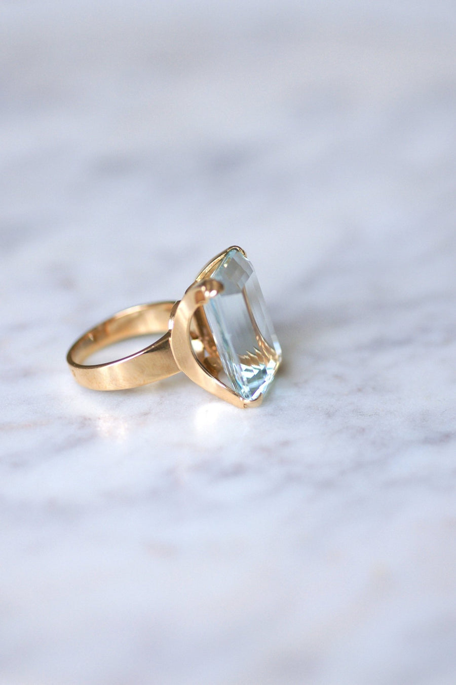 ヴィンテージ アクアマリン カクテルリング 15 Cts ローズゴールド - Penelope Gallery