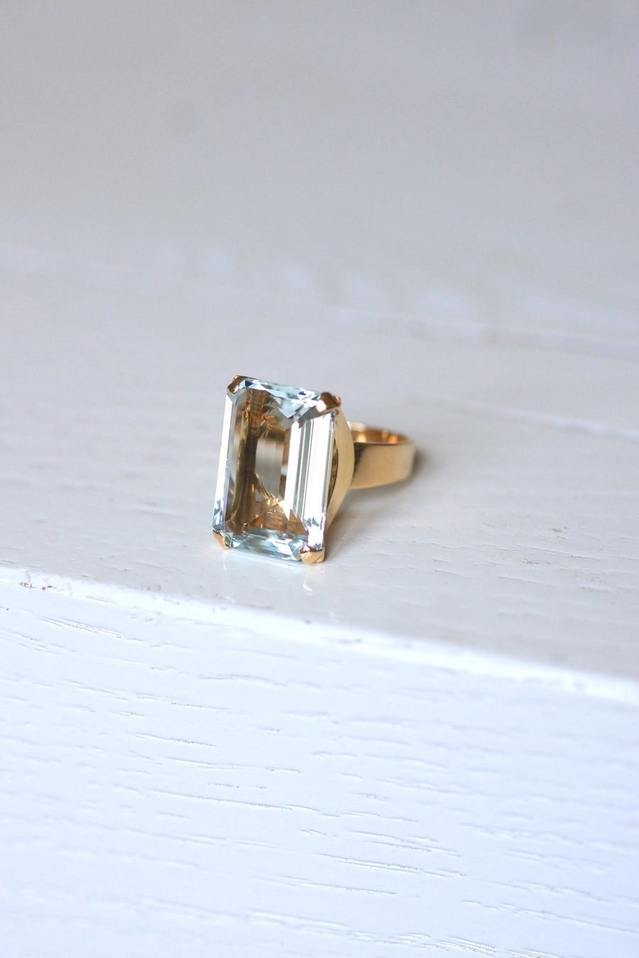 ヴィンテージ アクアマリン カクテルリング 15 Cts ローズゴールド - Penelope Gallery