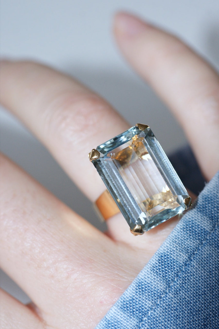 ヴィンテージ アクアマリン カクテルリング 15 Cts ローズゴールド - Penelope Gallery