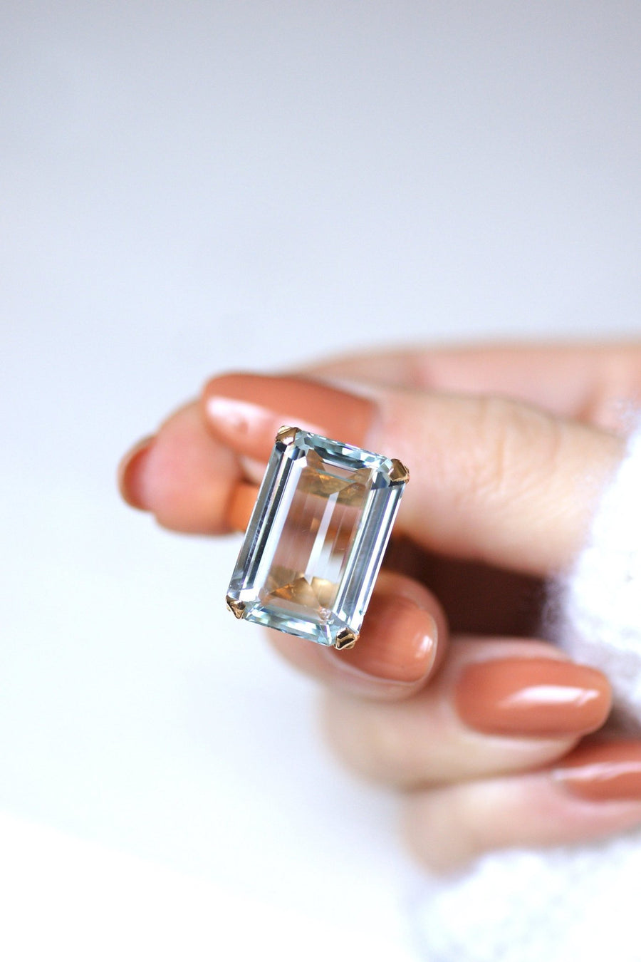 ヴィンテージ アクアマリン カクテルリング 15 Cts ローズゴールド - Penelope Gallery