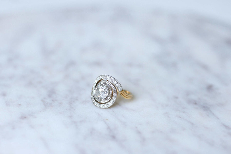 アンティーク トゥールビヨン ダイヤモンド エンゲージリング 1.33 Cts - Penelope Gallery