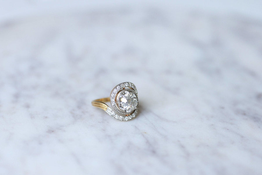 アンティーク トゥールビヨン ダイヤモンド エンゲージリング 1.33 Cts - Penelope Gallery