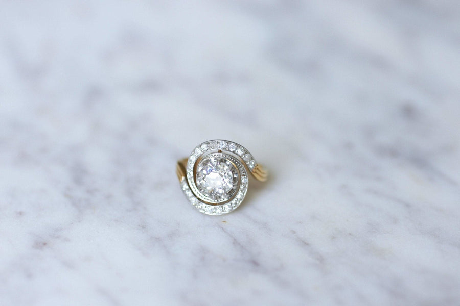 アンティーク トゥールビヨン ダイヤモンド エンゲージリング 1.33 Cts - Penelope Gallery