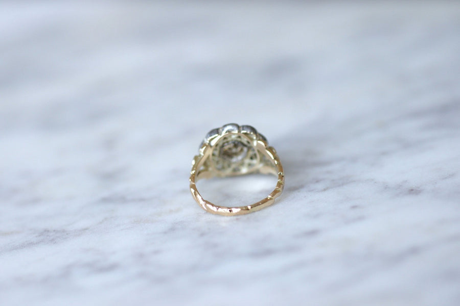 ゴールド、シルバー、ダイヤモンドのデイジーリング - Galerie Pénélope