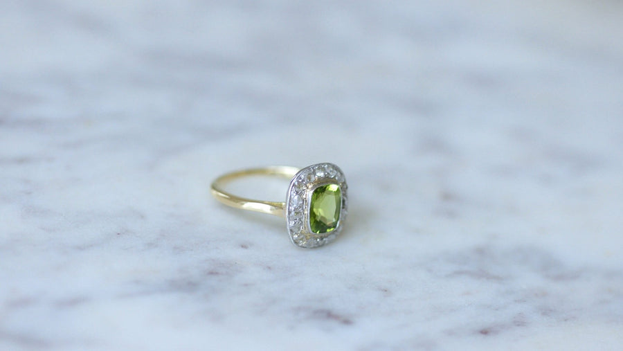 ダイヤモンドとペリドットのリング - Galerie Pénélope