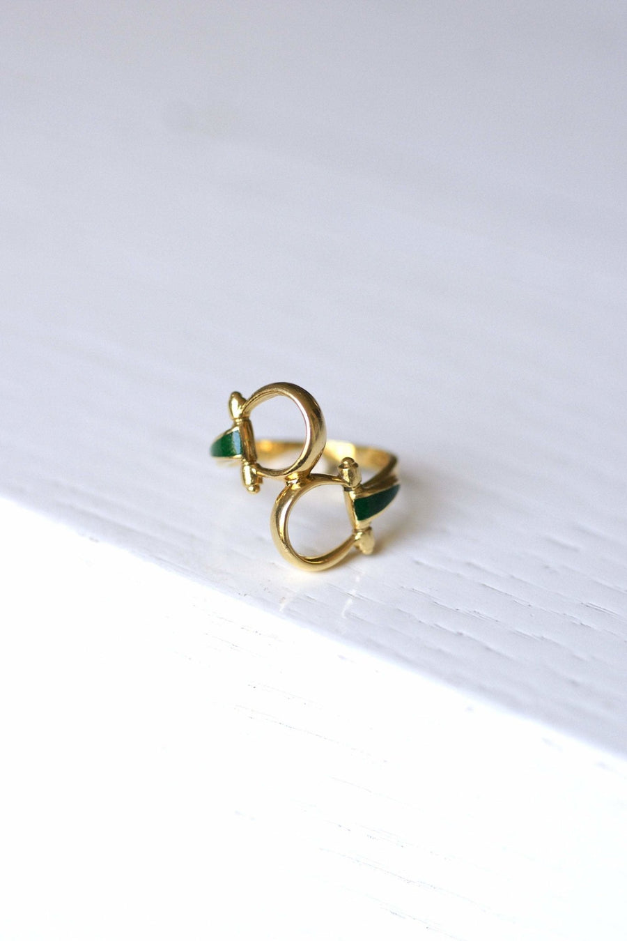 ヴィンテージ グッチ イエローゴールド＆グリーンエナメル リング、1970年代 - ペネロペ・ギャラリー