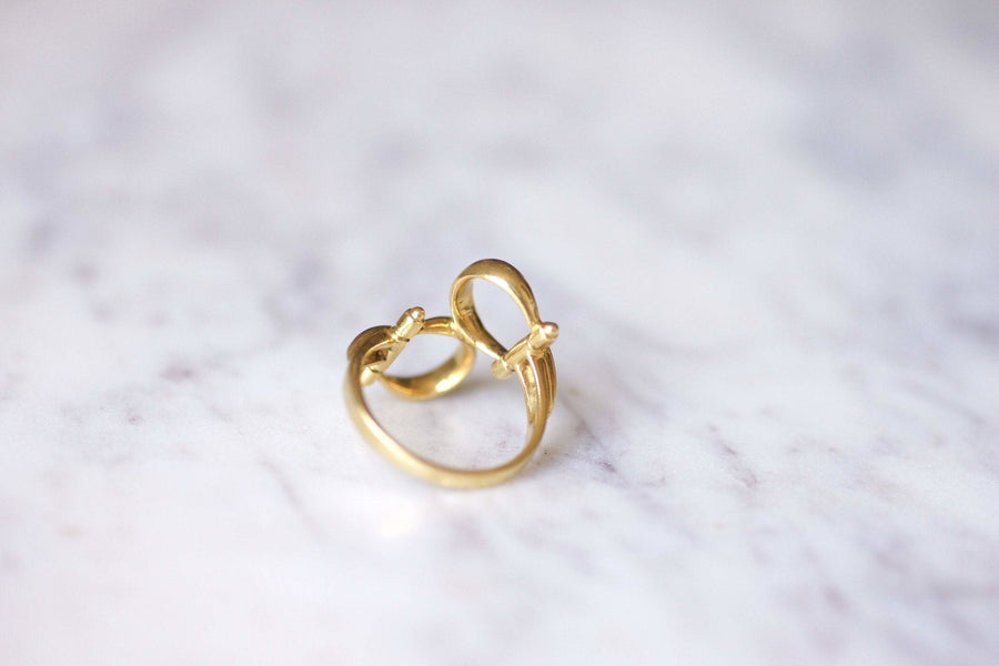 ヴィンテージ グッチ イエローゴールド＆グリーンエナメル リング、1970年代 - ペネロペ・ギャラリー