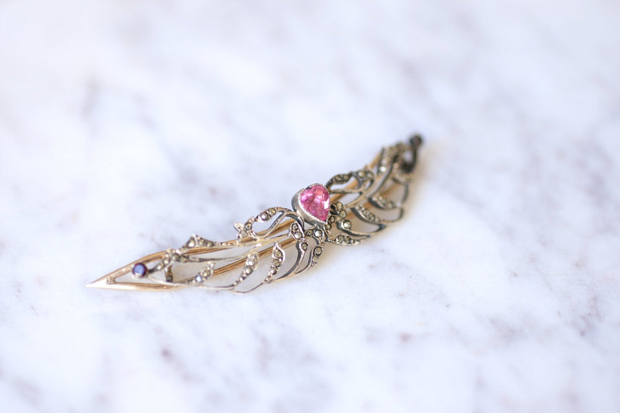 アールヌーボーのシルバーハートのヘアクリップ - Penelope Gallery