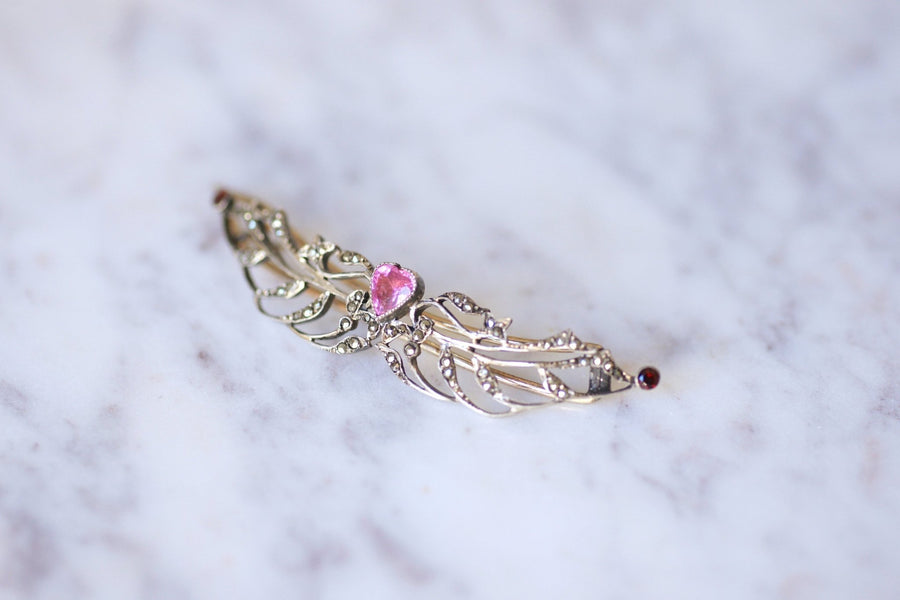 アールヌーボーのシルバーハートのヘアクリップ - Penelope Gallery