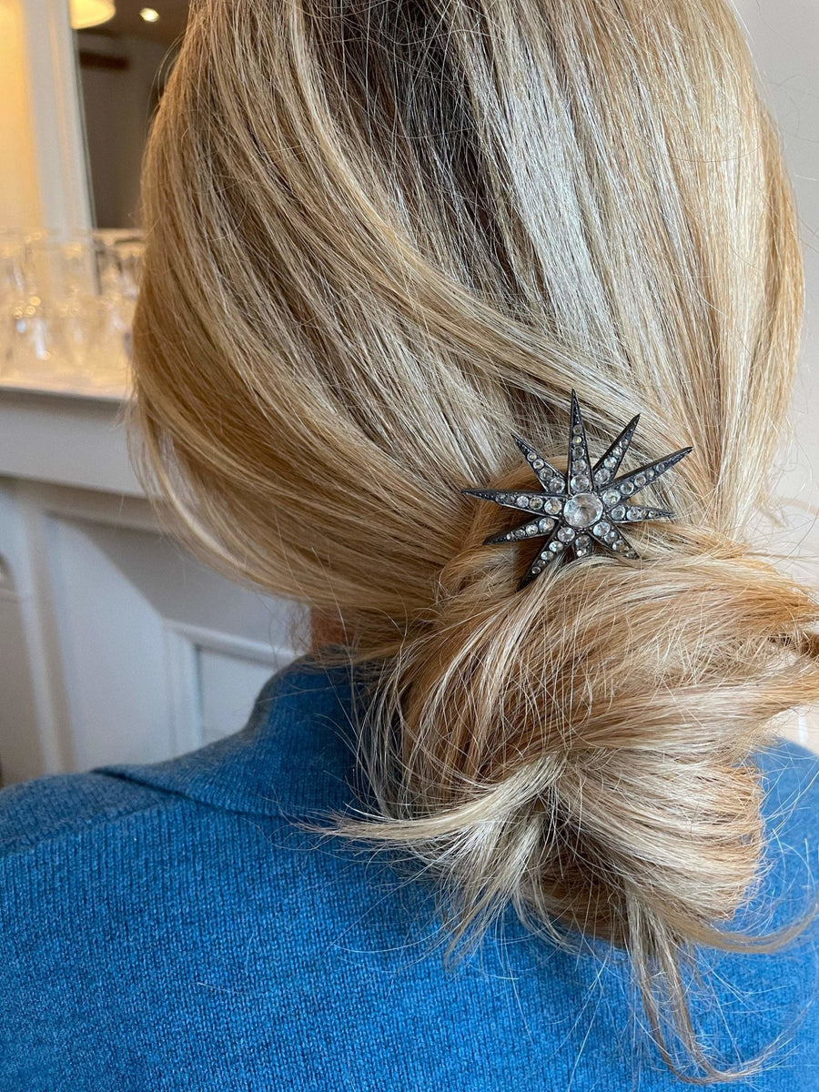 アンティークシルバーとラインストーンのヘアジュエル - Penelope Gallery