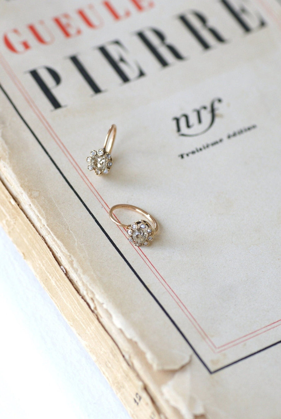 アンティーク ダイヤモンド ピアス 1.00 Ct - Galerie Pénélope