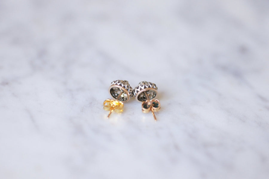 ゴールド、シルバー、ダイヤモンドのスタッドピアス - Penelope Gallery