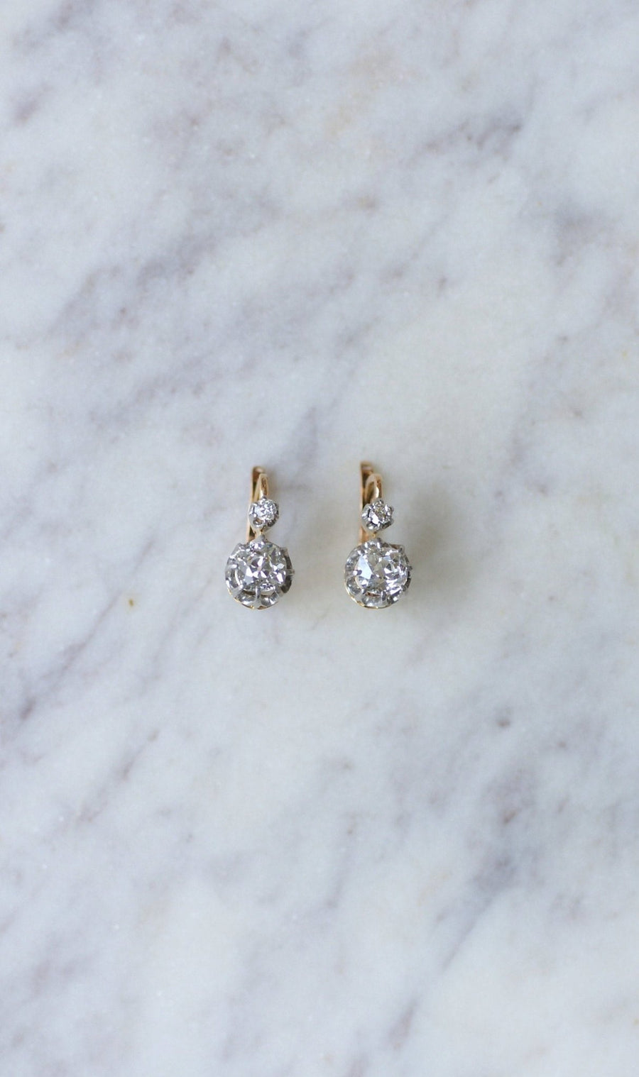 アンティーク ダイヤモンド 1.10 ct スリーパー イヤリング - Galerie Pénélope