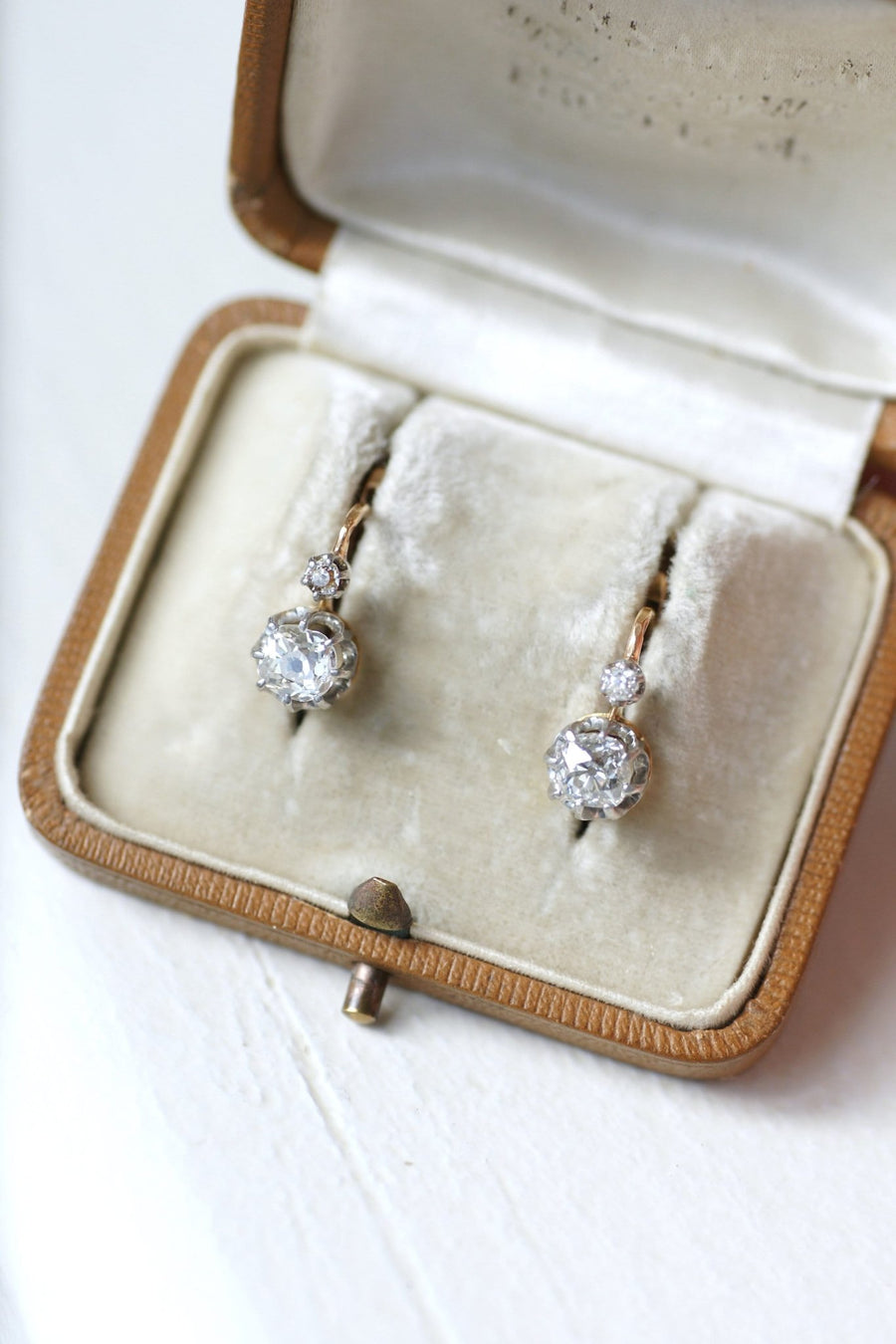 アンティーク ダイヤモンド 1.10 ct スリーパー イヤリング - Galerie Pénélope