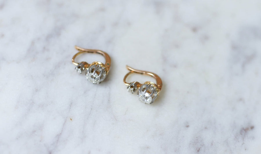アンティーク ダイヤモンド 1.10 ct スリーパー イヤリング - Galerie Pénélope
