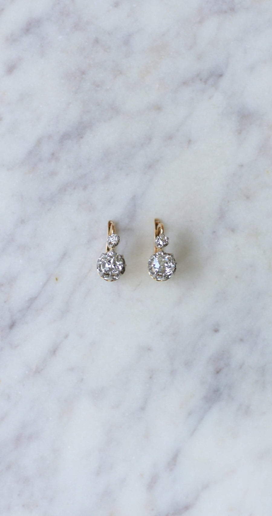 アンティーク ダイヤモンド 1.10 ct スリーパー イヤリング - Galerie Pénélope
