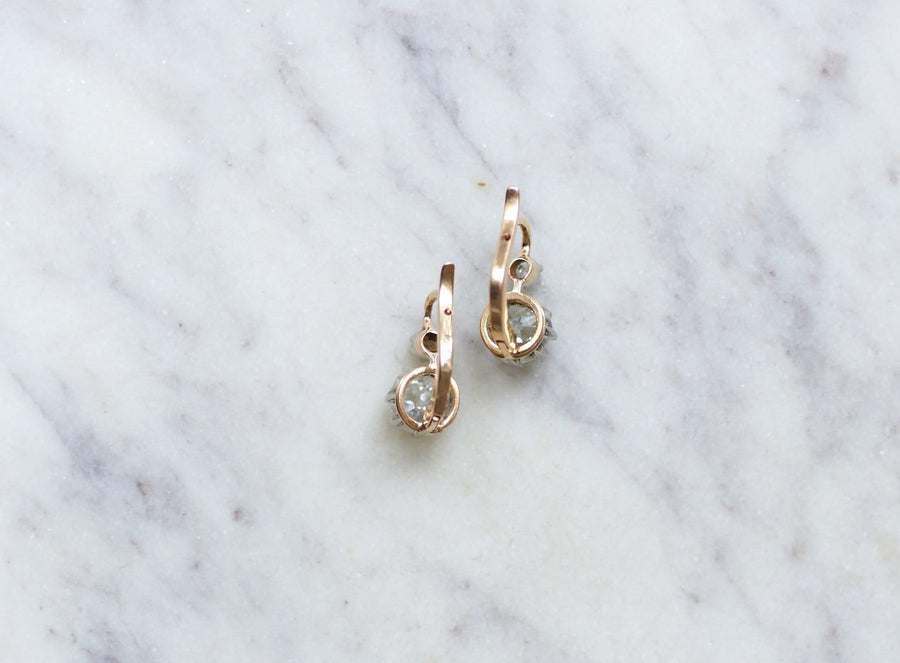 アンティーク ダイヤモンド 1.10 ct スリーパー イヤリング - Galerie Pénélope