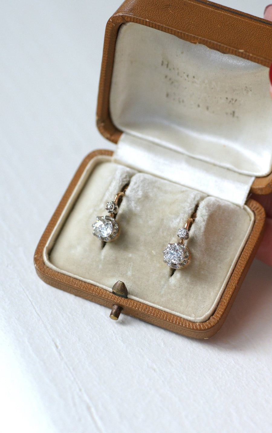 アンティーク ダイヤモンド 1.10 ct スリーパー イヤリング - Galerie Pénélope