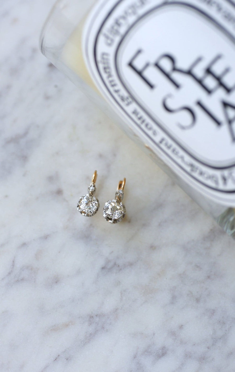 クッション ダイヤモンド ピアス 1.20カラット - Galerie Pénélope
