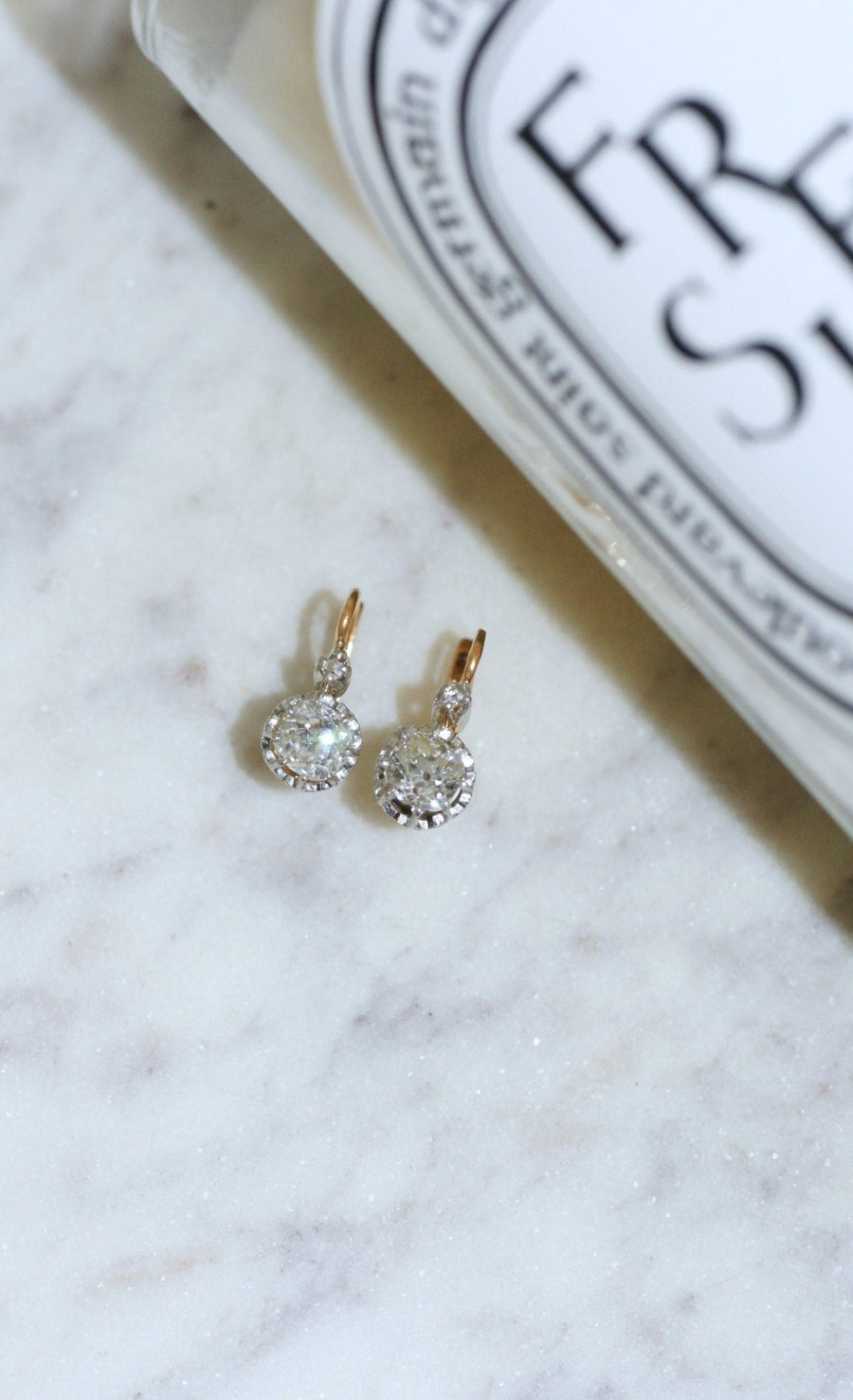 クッション ダイヤモンド ピアス 1.20カラット - Galerie Pénélope