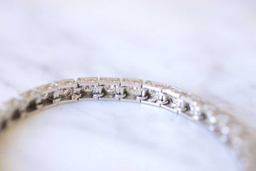 プラチナとダイヤモンドのアールデコ・ライン・ブレスレット, 3.30 Cts - Galerie Pénélope