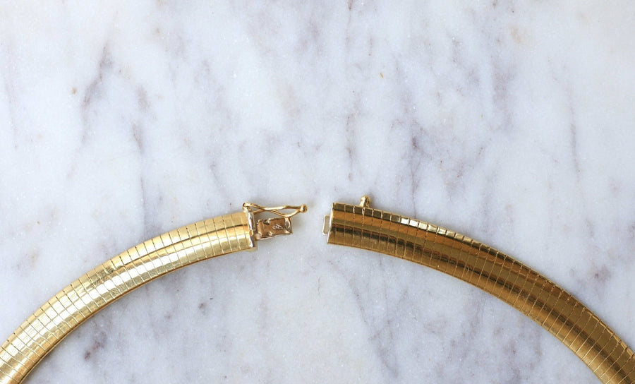 オメガ ヴィンテージ イエローゴールド ケーブルネックレス - Galerie Pénélope