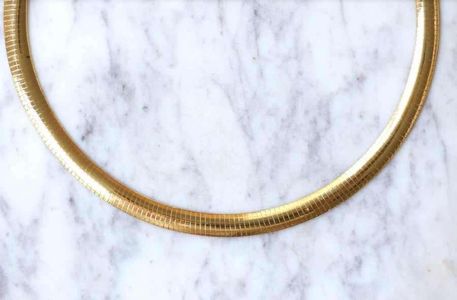 オメガ ヴィンテージ イエローゴールド ケーブルネックレス - Galerie Pénélope