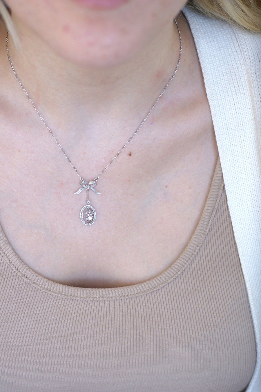 アールデコダイヤモンドペンダントネックレス - Galerie Pénélope