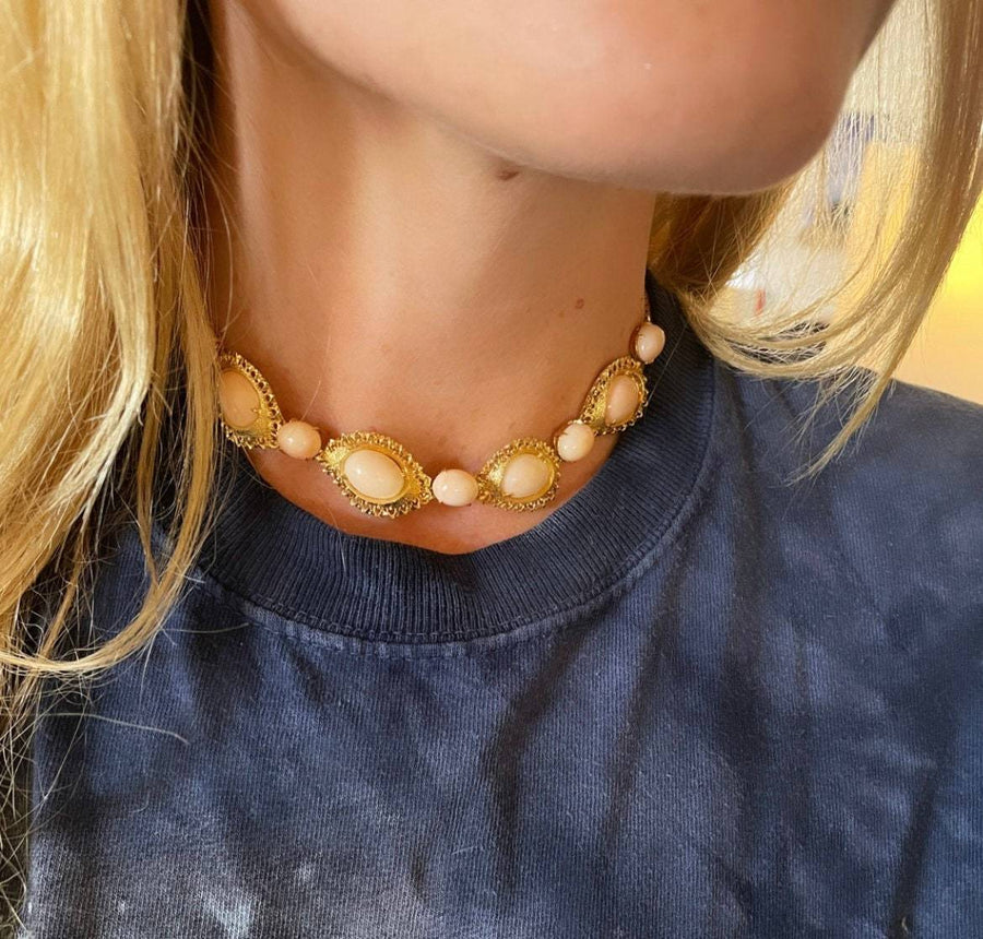 良い エンジェルスキンコーラル＆オニキスツイストストランド