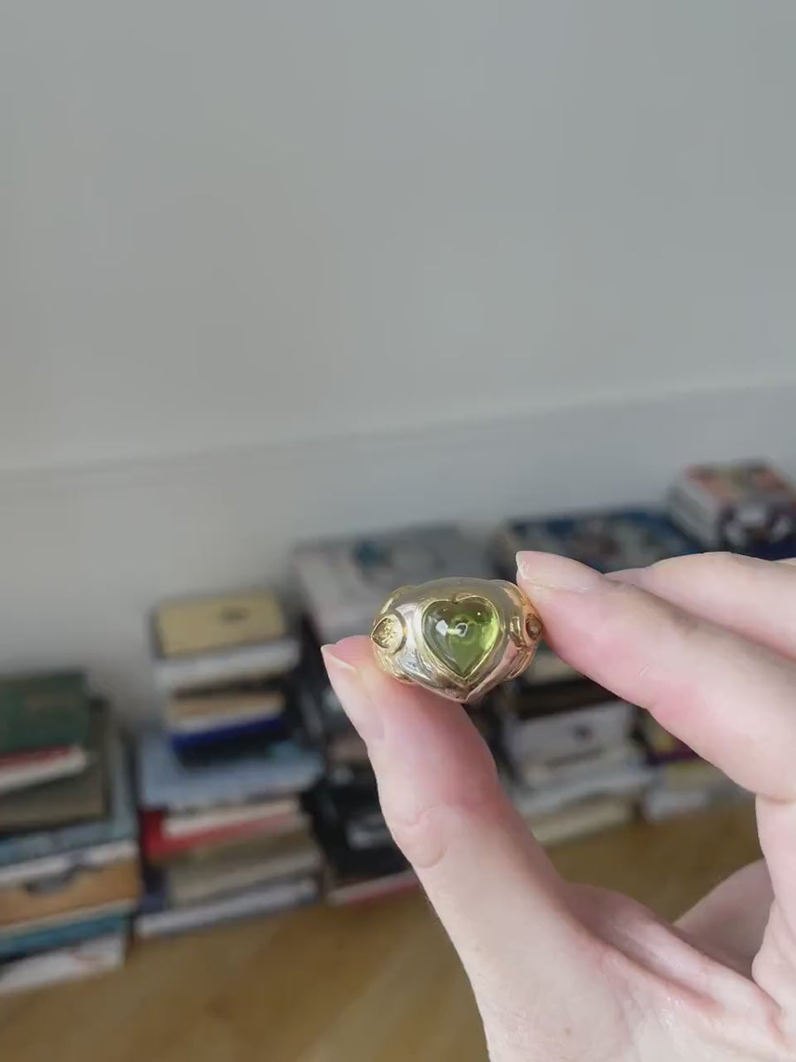 ヴィンテージ・ツーゴールド ペリドット＆シトリン ハートリング