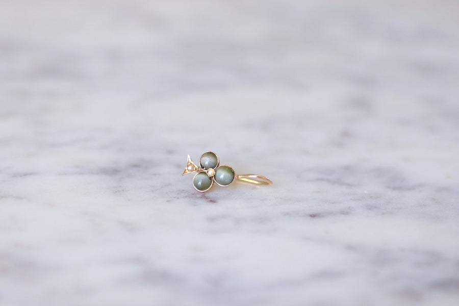 モノラルピアス クローバー・クリソベリル キャッツアイ - Penelope Gallery
