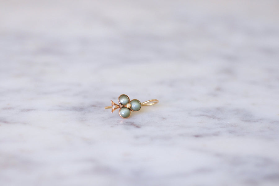 モノラルピアス クローバー・クリソベリル キャッツアイ - Penelope Gallery