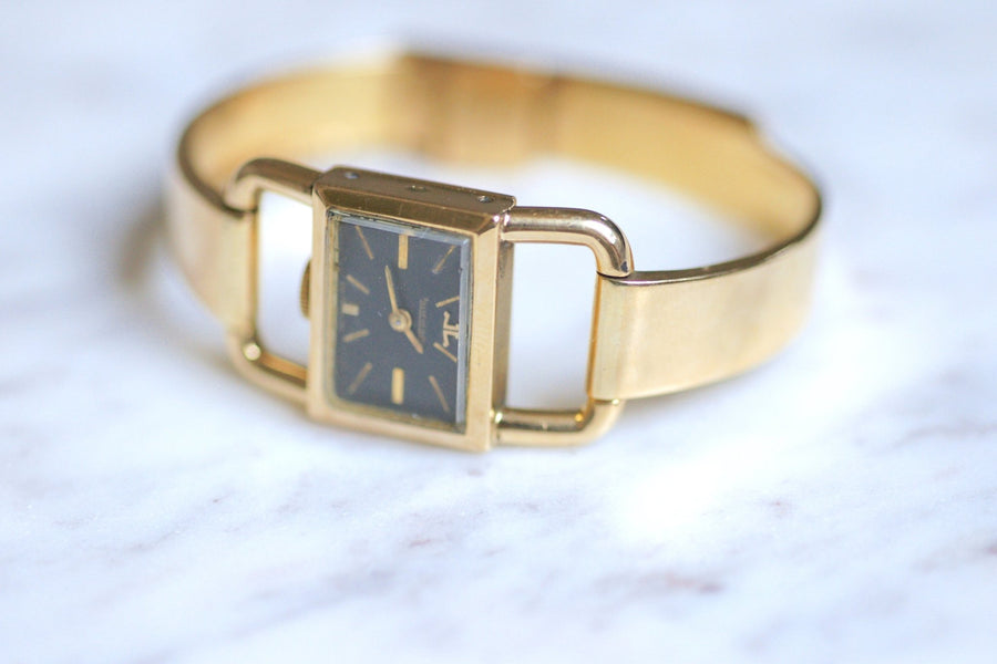 Etrier Jaeger LeCoultre for Hermès Women's all-gold mechanical watch, 1970s - Galerie Pénélope