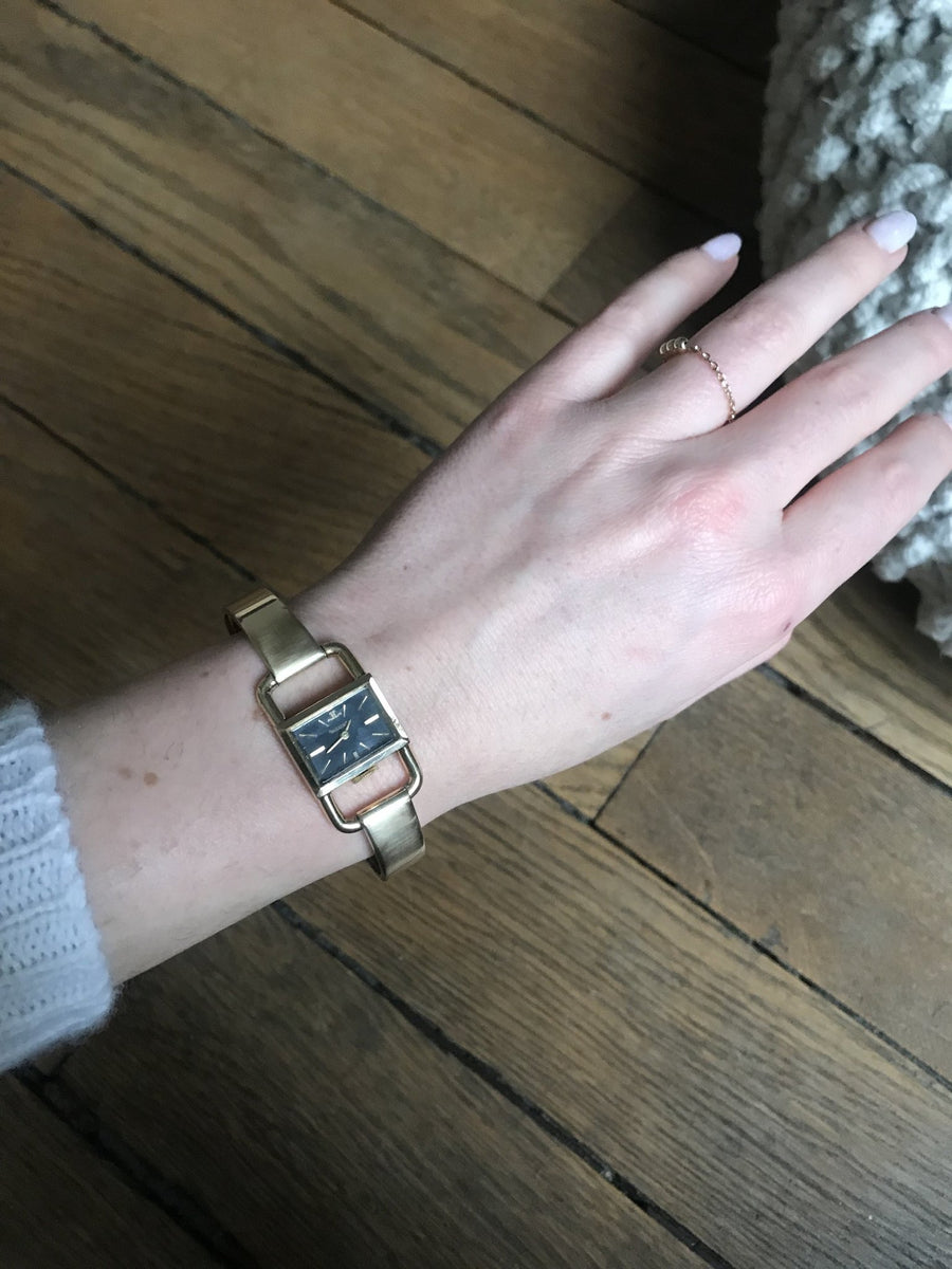 Etrier Jaeger LeCoultre for Hermès Women's all-gold mechanical watch, 1970s - Galerie Pénélope