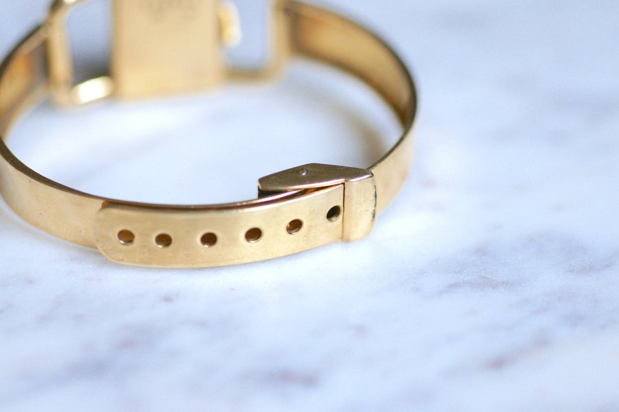 Etrier Jaeger LeCoultre for Hermès Women's all-gold mechanical watch, 1970s - Galerie Pénélope