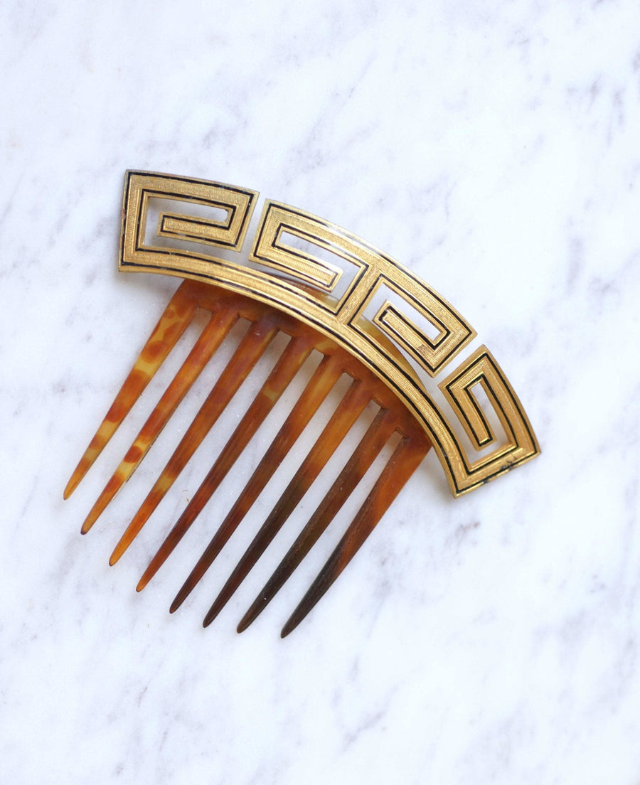 アンティークのヘアコーム、ギリシャ模様のティアラ - Penelope Gallery