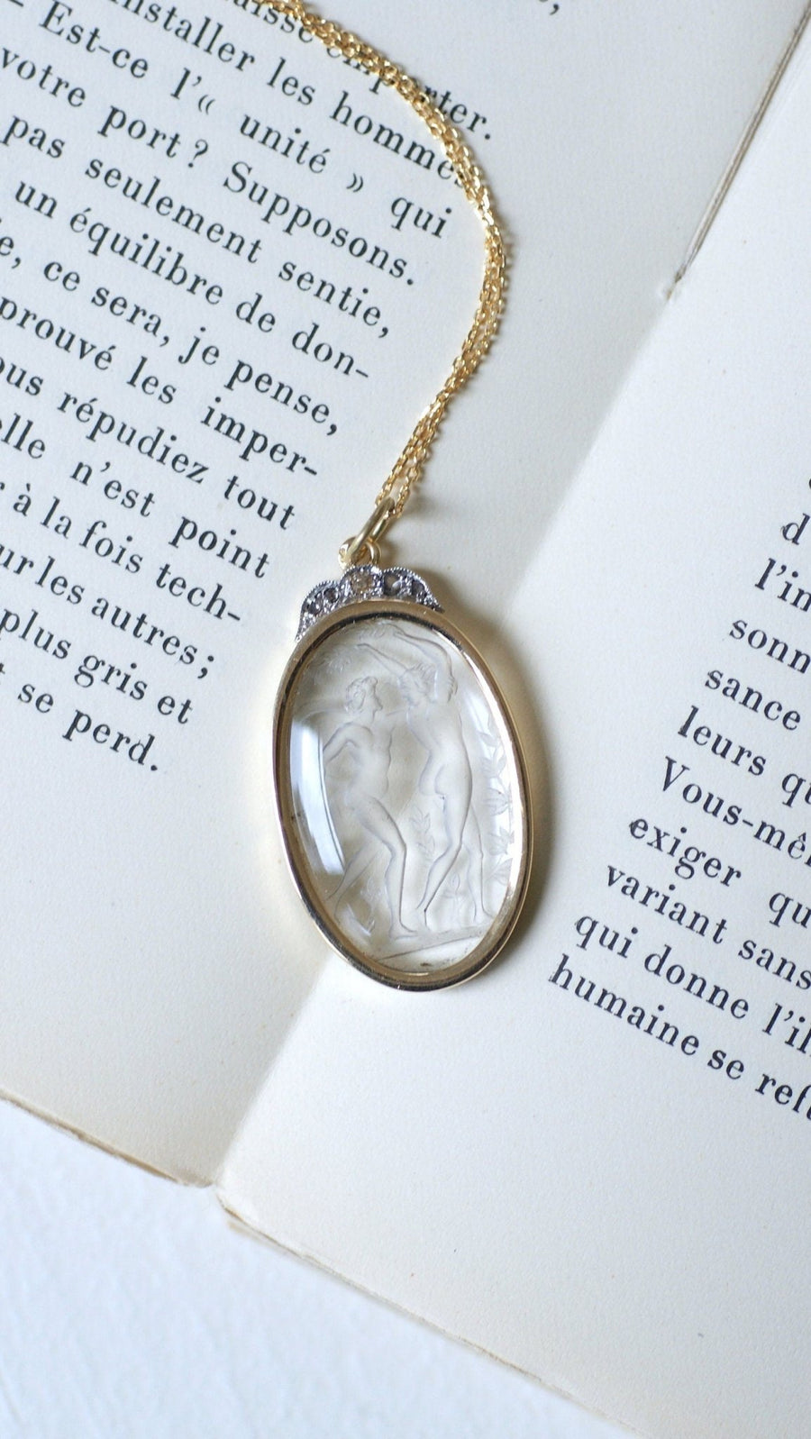 ロッククリスタルとダイヤモンドのペンダント - Galerie Pénélope